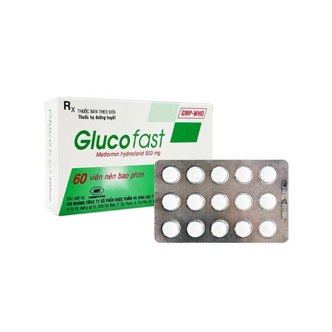 Thuốc Glucofast 500mg điều trị đái tháo đường tuýp 2 (hộp 4 vỉ x 15 viên)