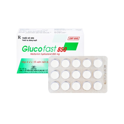 Thuốc Glucofast 850 điều trị đái tháo đường tuýp 2 (hộp 4 vỉ x 15 viên)