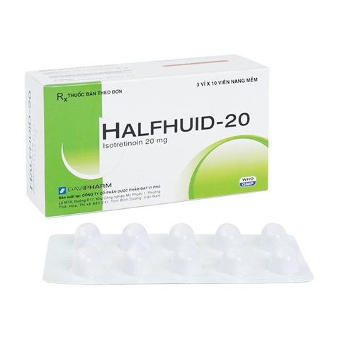 Thuốc Halfhuid-20 điều trị trứng cá nặng (hộp 3 vỉ x 10 viên)