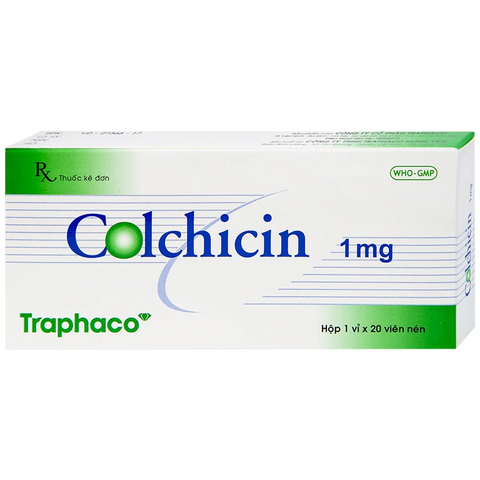 Thuốc Colchicin Traphaco 1mg điều trị gout cấp, dự phòng gout tái phát (hộp 1 vỉ x 20 viên)