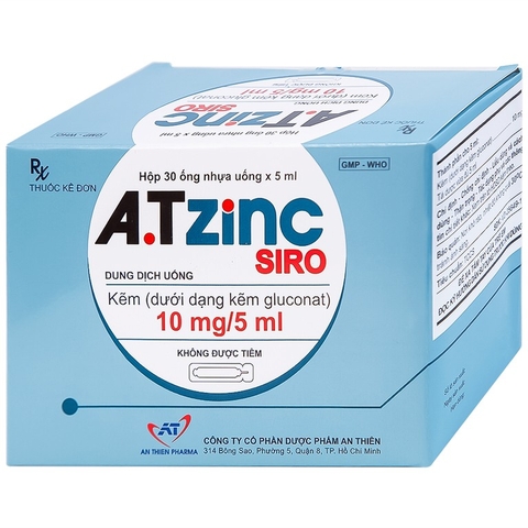 Siro A.T Zinc 10mg/5ml An Thiên phòng ngừa và điều trị thiếu kẽm (hộp 30 ống x 5ml)