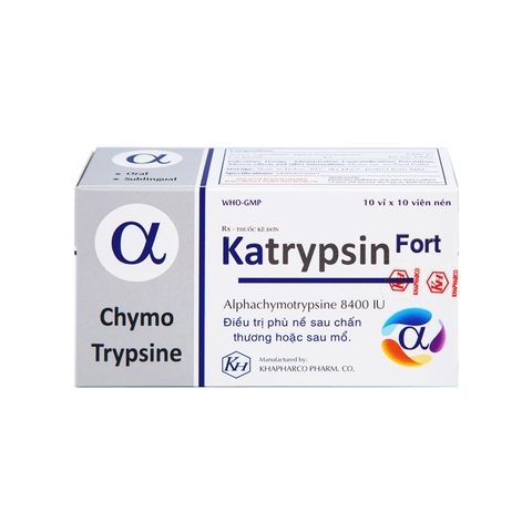 Thuốc Katrypsin Fort 8400IU điều trị phù nề sau chấn thương, phẫu thuật (hộp 10 vỉ x 10 viên)