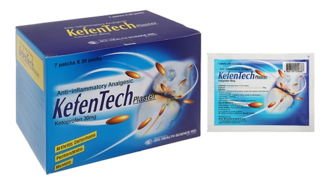 Cao dán KefenTech Plaster giảm đau viêm khớp, đau do chấn thương (hộp 20 Gói x 7 Miếng, (7cm x 10cm))