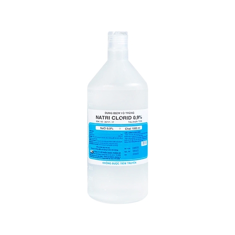 Nước muối Natri Clorid 0.9% F.T Pharma dùng rửa vết thương, súc miệng (chai 1000ml)
