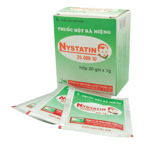 Thuốc rơ miệng Nystatin 25.000IU F.T.Pharma  điều trị nhiễm nấm (hộp 20 gói x 1g)