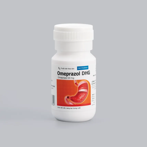 Viên nang Omeprazol DHG 20mg điều trị trào ngược dạ dày - thực quản (chai x 100 viên)