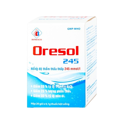 Bột pha uống Oresol 245 Domesco phòng và điều trị mất điện giải, nước trong tiêu chảy (hộp 20 gói)