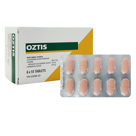 Viên nén Oztis giảm triệu chứng thoái hóa khớp nhẹ và trung bình (hộp 6 vỉ x 10 viên)