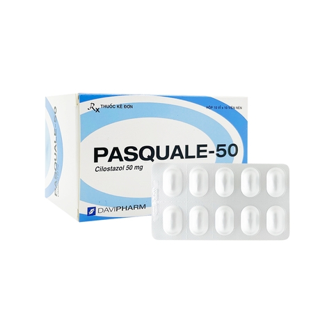 Viên nén Pasquale 50mg điều trị các triệu chứng đau cách hồi ở chân (hộp 10 vỉ x 10 viên)