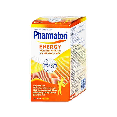 Viên uống Pharmaton Energy nhân sâm tăng cường sức khỏe, giảm mệt mỏi (hộp 1 chai x 30 viên)