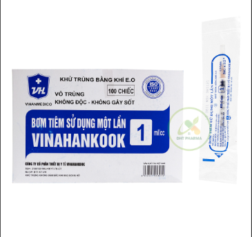 Bơm kim tiêm sử dụng một lần Vinahankook 1ml/cc (hộp 100 cái)