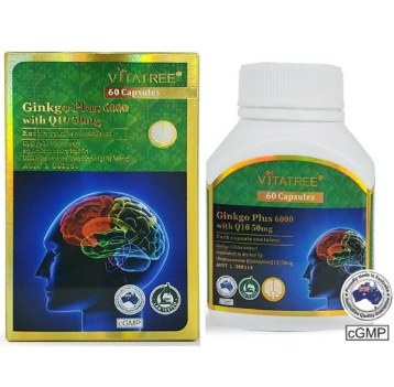 Viên Uống Tăng Tuần Hoàn Não Vitatree GINKGO Plus 6000 With Q10 (hộp 1 chai x 60 viên)