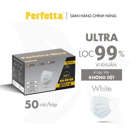 Khẩu trang y tế cao cấp Perfetta Ultra màu trắng (hộp 50 cái)