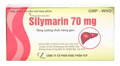 Viên nén Silymarin VCP 70mg hỗ trợ điều trị bệnh viêm gan mãn tính, xơ gan (hộp 4 vỉ x 15 viên)