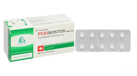 Thuốc Periboston 4mg điều trị dị ứng và ngứa, đau nửa đầu và đau đầu (hộp 10 vỉ x 10 viên)