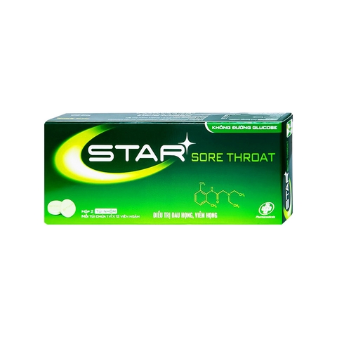 Viên ngậm Star Sore Throat kháng khuẩn, giảm đau họng (hộp 2 vỉ x 12 viên)