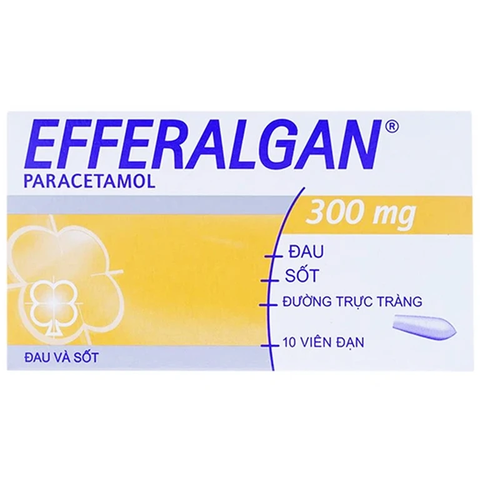 Viên đặt trực tràng Efferalgan 300mg giảm đau, hạ sốt (hộp 2 vỉ x 5 viên)