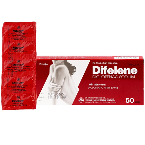 Thuốc Difelene điều trị viêm và các dạng thoái hoá khớp, thấp khớp (hộp 1 vỉ x 10 viên)
