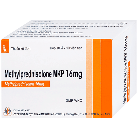 Viên nén Methyl prednisolone 16mg kháng viêm, trị viêm thấp khớp, chống dị ứng (hộp 10 vỉ x 10 viên)