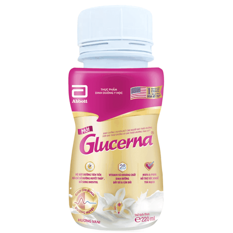 Sữa bột pha sẵn Glucerna Abbott hương vani bổ sung dinh dưỡng đặc biệt cho người đái tháo đường (lốc 6 chai x 220ml)