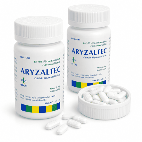 Thuốc Aryzaltec giảm các triệu chứng của mày đay mạn tính vô (lọ x 100 viên)