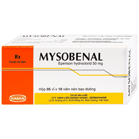 Viên nén Mysobenal 50mg Hasan cải thiện triệu chứng tăng trương lực cơ (hộp 5 vỉ x 10 viên)