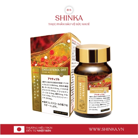 Viên uống Shinka Cholesterol OFF hỗ trợ giảm mỡ máu, ngăn ngừa xơ vữa động mạch (hộp 1 chai x 60 viên)