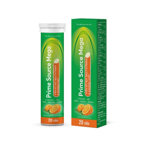 Viên sủi Prime Source Mega bổ sung multivitamin và khoáng chất (hộp 1 tuýp x 20 viên)