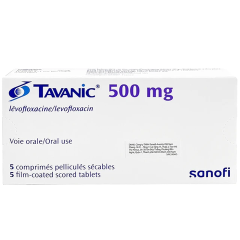Thuốc Tavanic 500mg Sanofi điều trị nhiễm khuẩn do vi khuẩn (hộp 1 vỉ x 5 viên)