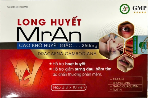 Thực phẩm bảo vệ sức khỏe Long Huyết Mr An (hộp 3 vỉ x 10 viên)