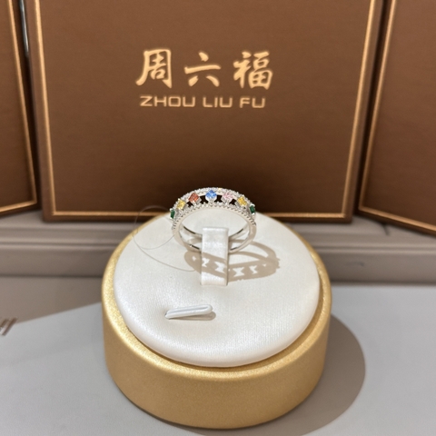 Nhẫn Bạc Nữ  Đính Đá Màu Cầu Vồng
