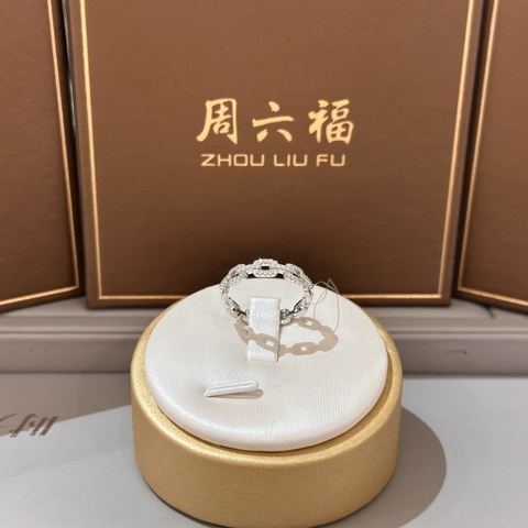 Nhẫn Bạc Nữ Thiết Kế Mắt Xích Đính Đá