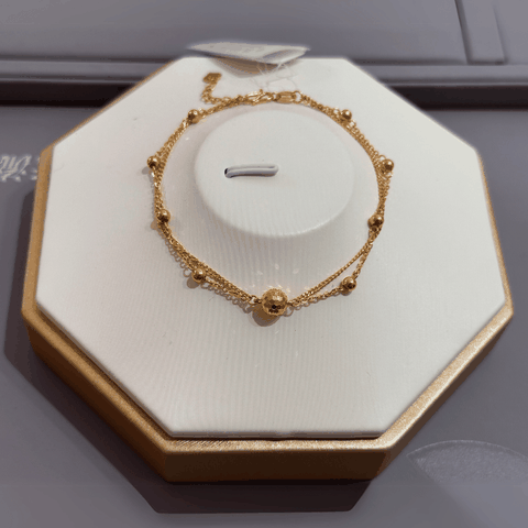 Vòng Tay Nữ Vàng 24K Thiết Kế 2 Tầng Kết Hợp Bi
