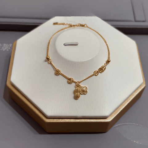 Lắc Tay Vàng 24K Phối Charm Hoa Mai Và Đậu Phộng – Tài Lộc Và Sung Túc