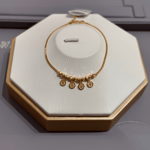 Lắc Tay Vàng 24K Charm Chữ Vui Vẻ Bình An