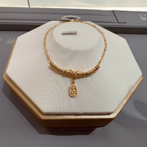 Lắc Tay Vàng 24K Charm Chữ Phúc – Thiết Kế Cây Tre May Mắn