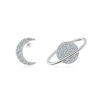 Bông Tai Bạc Hoạ Tiết Vũ Trụ Đính Đá CZ - Seven Degree