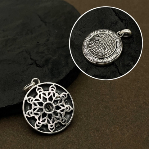Vòng Cổ Mặt Dây Chuyền Bạc Chữ Om - Charm Mạn Đà La 2 Mặt Cổ Điển Vintage cho Nam Nữ - Seven Degree