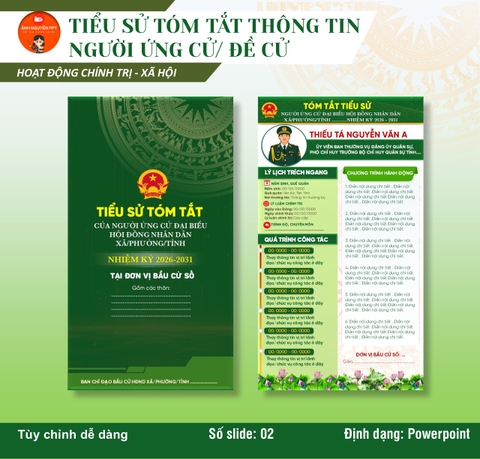 M12 - MẪU TIỂU SỬ TÓM TẮT THÔNG TIN NGƯỜI ỨNG CỬ (CÓ PHẦN CHƯƠNG TRÌNH HÀNH ĐỘNG)