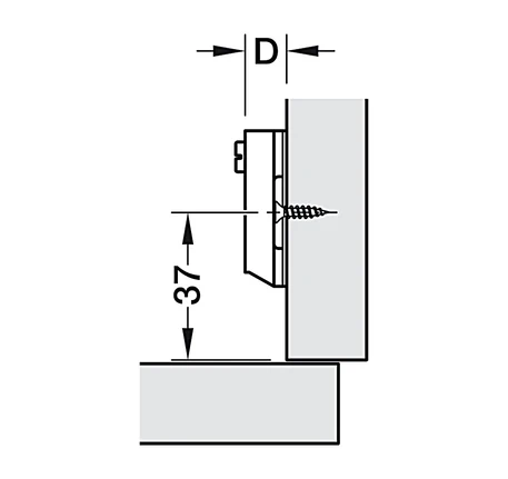 Đế của bản lề Hafele không giảm chấn - Metalla 110° tiêu chuẩn không giảm chấn