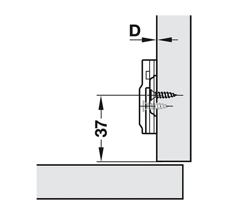 Đế bản lề Hafele với 2 lỗ bắt vít