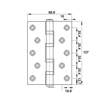 Bản lề lá Hafele inox 127 x 89 x 3 mm, 4 vòng bi