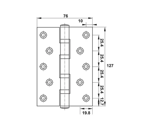Bản lề lá Hafele inox 127 x 76 x 3 mm, 4 vòng bi