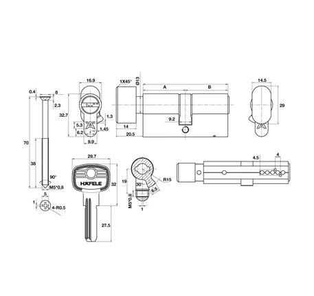 Ruột khóa cửa phòng Hafele