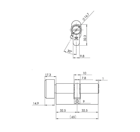 Ruột khóa toilet Hafele 65mm