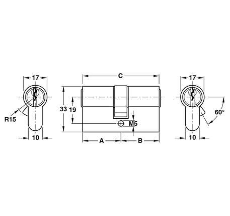 Ruột khóa Hafele 2 đầu chìa