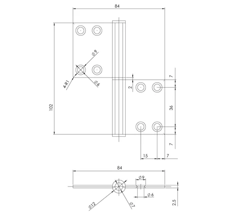 Bản lề lá Hafele cho cửa đố nhỏ