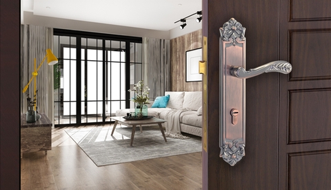 Khóa tay gạt cổ điển Nâu cửa chính 71k730 AC
