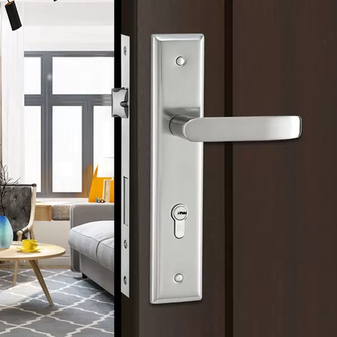 Khóa tay gạt cửa chính 9893 tay nhôm ốp sắt