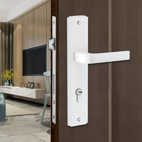 Khóa tay gạt cửa chính tĩnh điện tay nhôm ốp sắt 9899 WP